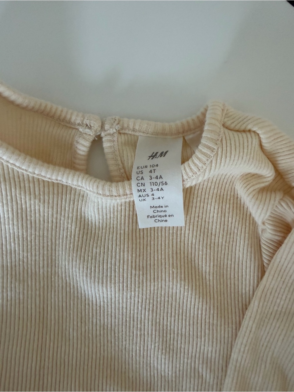 H&M Cream Ribbed Long Sleeve Top - Picture 2 of 2